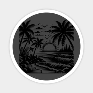 Sunset and Palms Tropical Paradise Escape Magnet